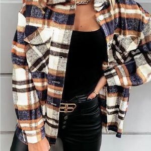 Plaid Flannel Shacket Jacket Women